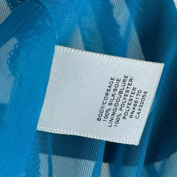 Moulinette Soeurs Dress Women's Sz 0 Island Nightfall Fit & Flare Midi Silk Blue - Picture 9 of 9